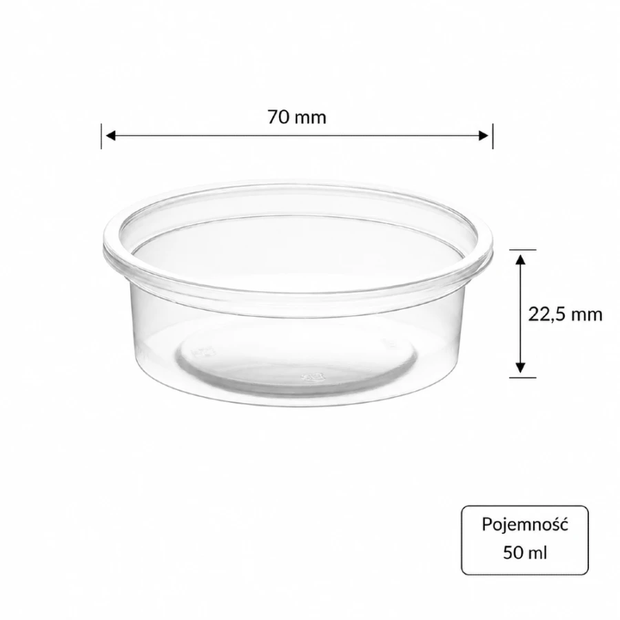 Pojemnik na sosy i dipy okrągły 50 ml fi 70 mm - 100 sztuk