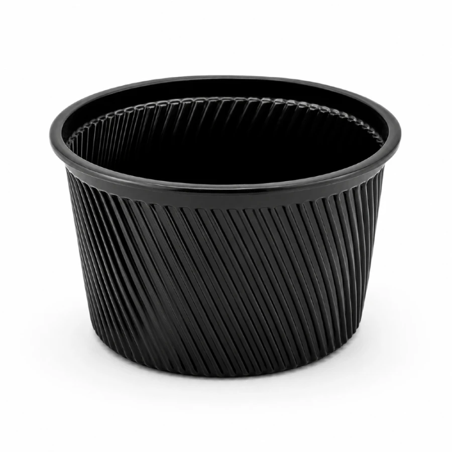 Czarna miska na zupę 350 ml PP fi 116 mm - 50 sztuk