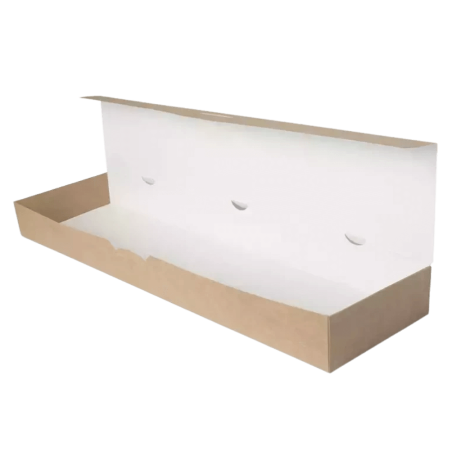 Pudełko papierowe na zapiekankę Zapiekanka Box biało-brązowe, 35 x 9,5 x 4 cm - 100 szt.