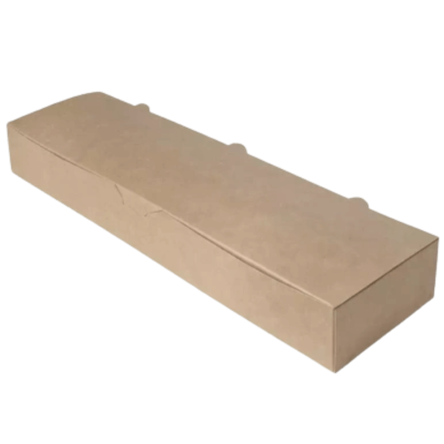 Pudełko papierowe na zapiekankę Zapiekanka Box biało-brązowe, 38 x 11 x 5 cm - 100 szt.