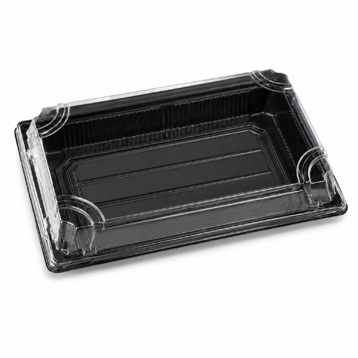 Pudełko do sushi z pokrywką rPET 24 cm x 13,7 cm x 4,5 cm - 50 sztuk