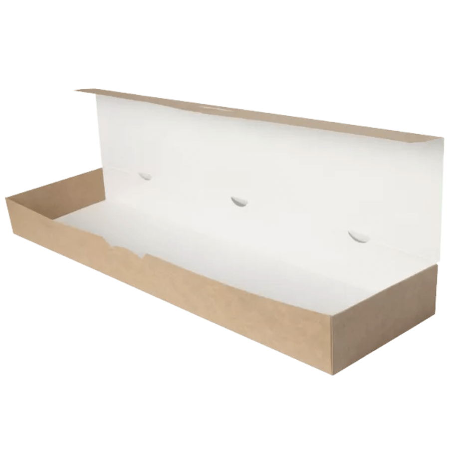 Pudełko papierowe na zapiekankę Zapiekanka Box biało-brązowe, 38 x 11 x 5 cm - 100 szt.