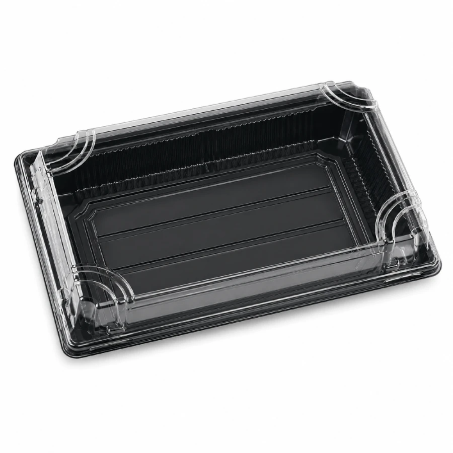 Pudełko do sushi z pokrywką rPET 18,8 cm x 13 cm x 4,5 cm - 50 sztuk