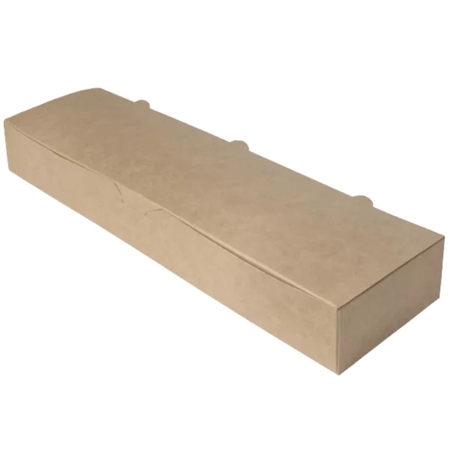 Pudełko papierowe na zapiekankę Zapiekanka Box biało-brązowe, 42 x 11 x 6 cm - 100 szt.