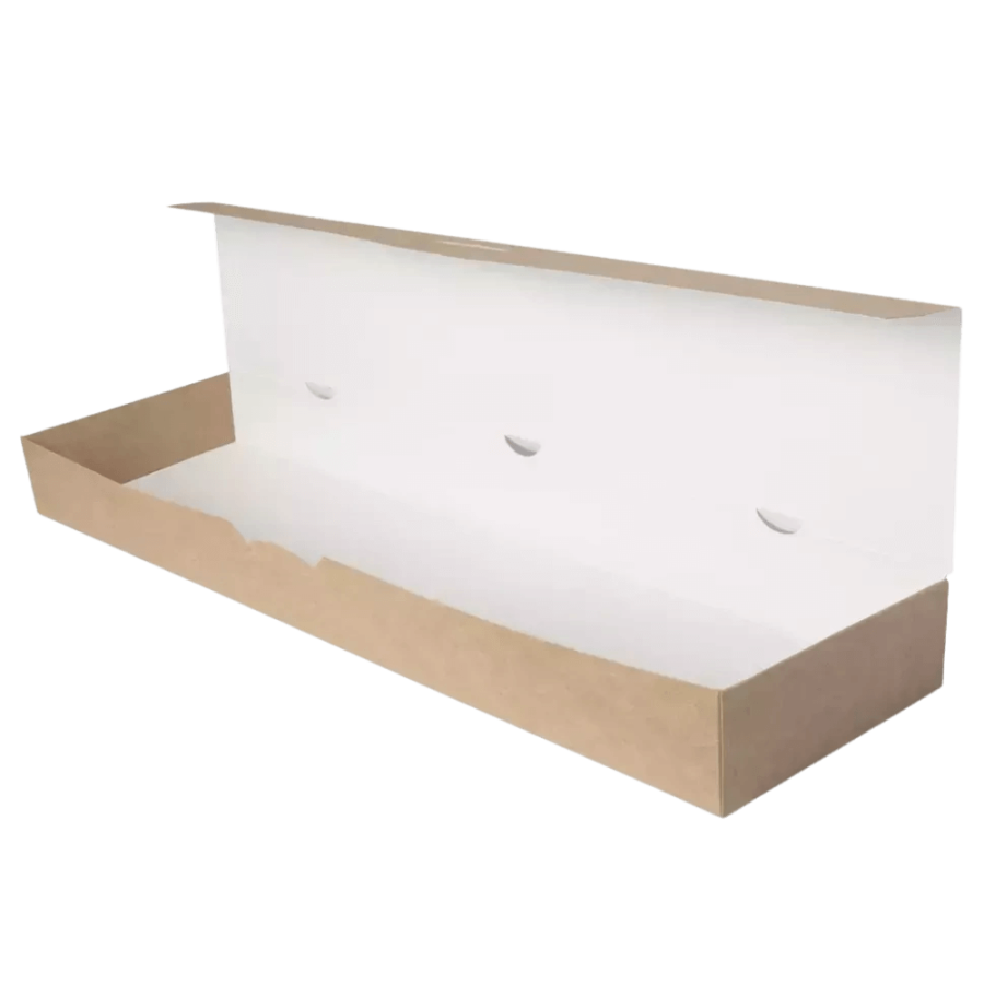 Pudełko papierowe na zapiekankę Zapiekanka Box biało-brązowe, 42 x 11 x 6 cm - 100 szt.