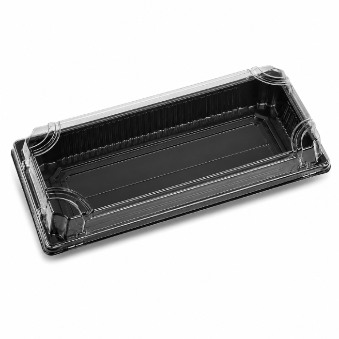 Pudełko do sushi z pokrywką rPET 22,4 cm x 9,4 cm x 4,5 cm - 50 sztuk