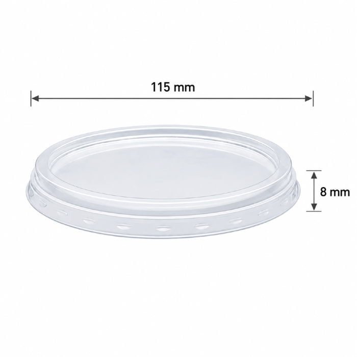 Pokrywka przezroczysta z PP do pojemnika, fi 115 mm - 50 sztuk