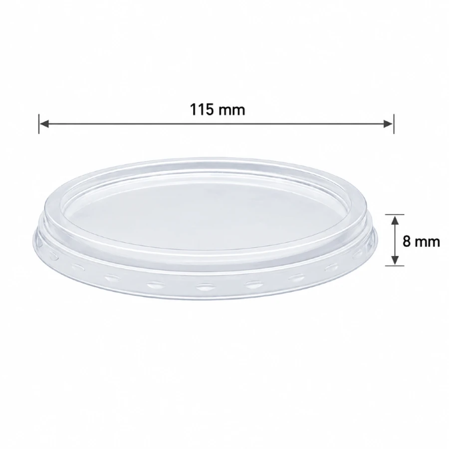 Pokrywka przezroczysta z PP do pojemnika, fi 115 mm - 50 sztuk