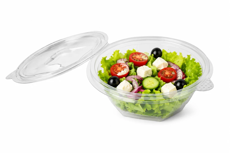 Pojemnik sałatkowy z pokrywka okrągły PET 375 ml - 50 sztuk