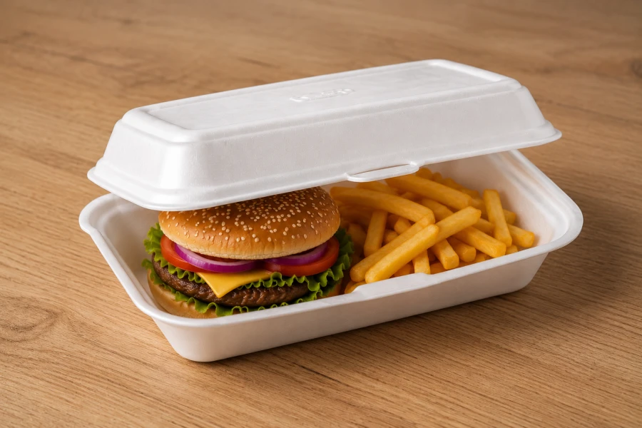 Opakowanie ze styropianu z pokrywką Menubox XPS 23,5 cm x 16 cm x 7 cm - 125 sztuk