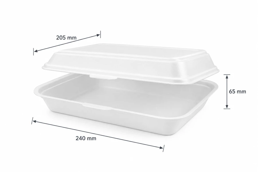 Opakowanie ze styropianu z pokrywką Menubox XPS 20,5 cm x 24 cm x 6,5 cm - 125 sztuk