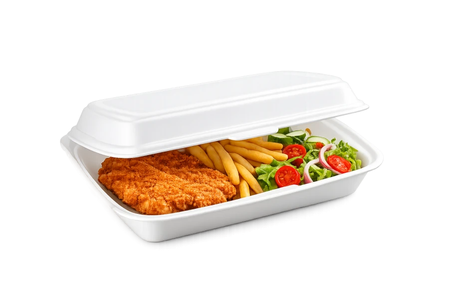 Opakowanie ze styropianu z pokrywką Menubox XPS 20,5 cm x 24 cm x 6,5 cm - 125 sztuk