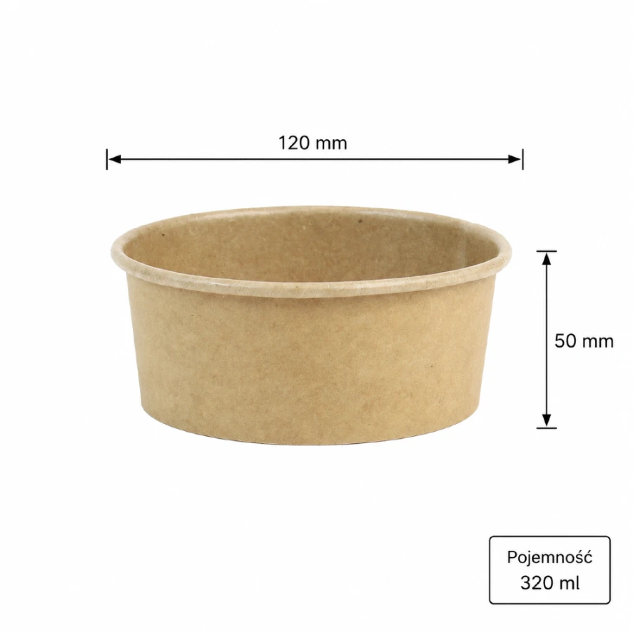 Miska papierowa na zupy i sałatki, fi 120 mm, 320 ml - 50 sztuk