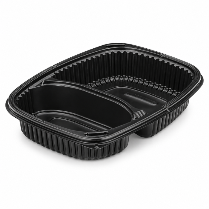 Pojemnik 1250 ml czarny dwudzielny 25,5 x 19 x 4,5 cm, PP - 40 szt.