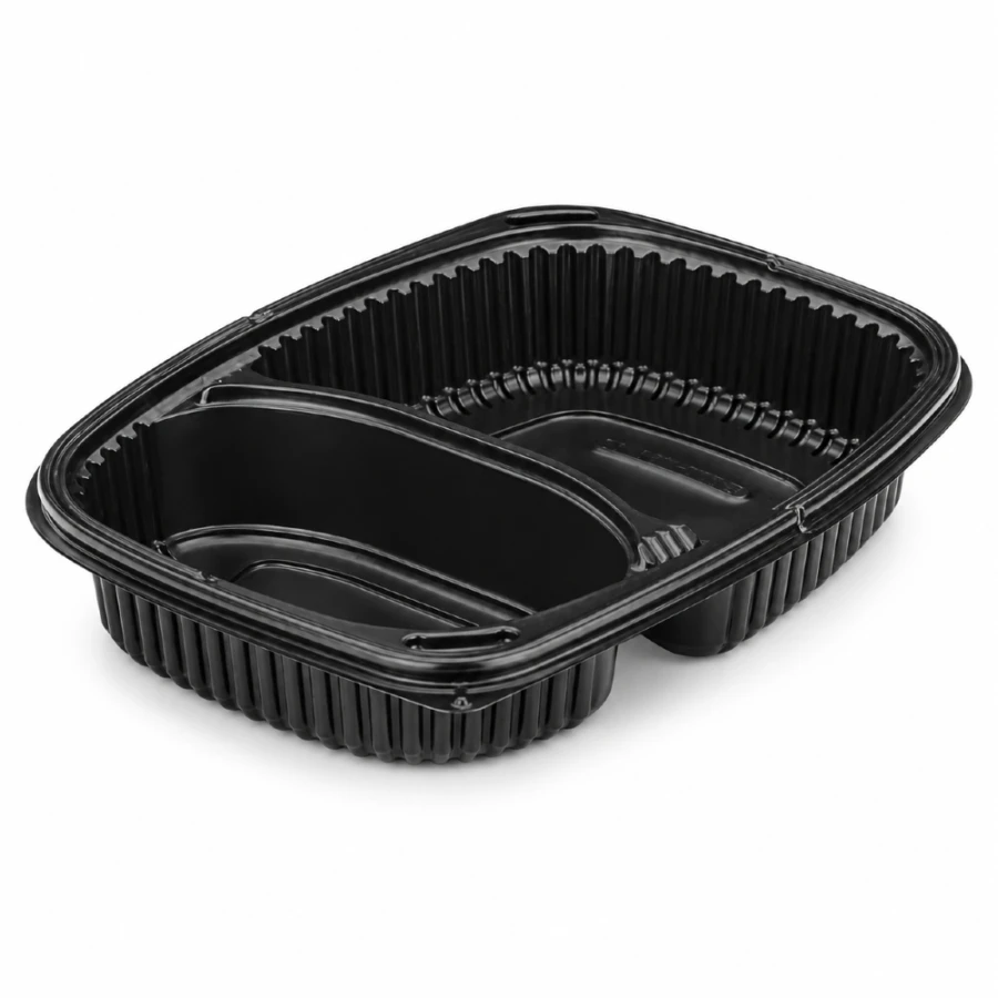 Pojemnik 1250 ml czarny dwudzielny 25,5 x 19 x 4,5 cm, PP - 40 szt.