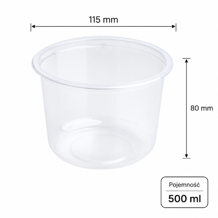 Pojemnik na zupę 500 ml PP, transparentny - 50 szt.