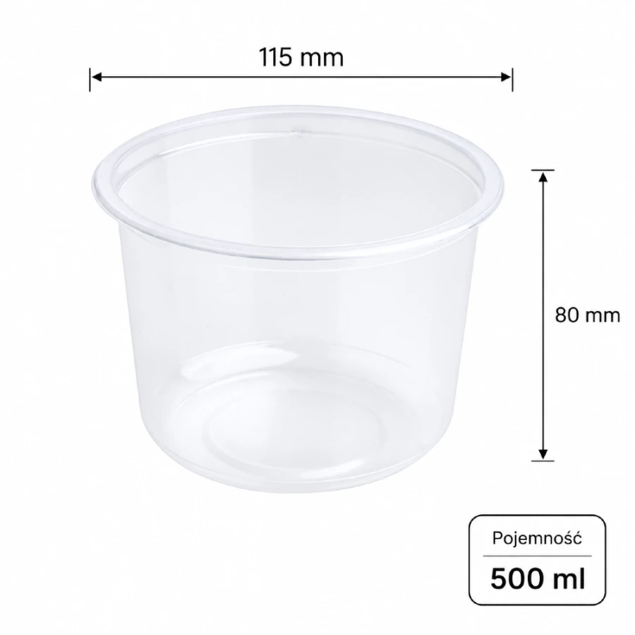 Pojemnik na zupę 500 ml PP, transparentny - 50 szt.