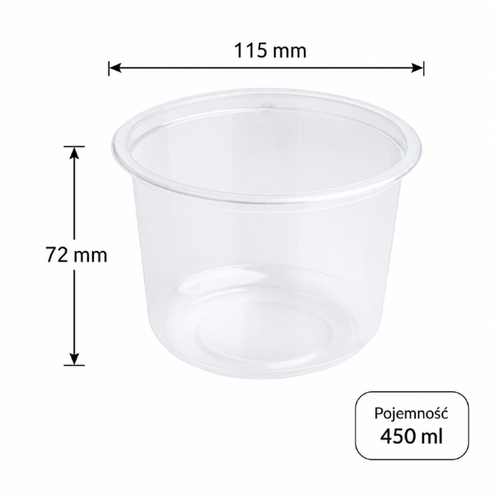 Pojemnik na zupę 450 ml PP, transparentny - 50 szt.