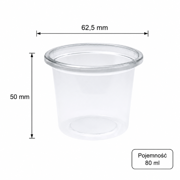 Pojemnik na sos 80 ml, fi 62,5 mm rPET - 100 szt.