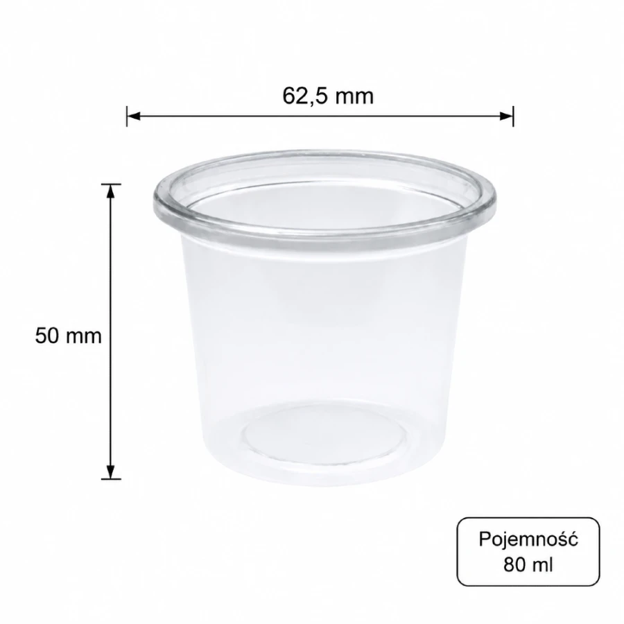 Pojemnik na sos 80 ml, fi 62,5 mm rPET - 100 szt.