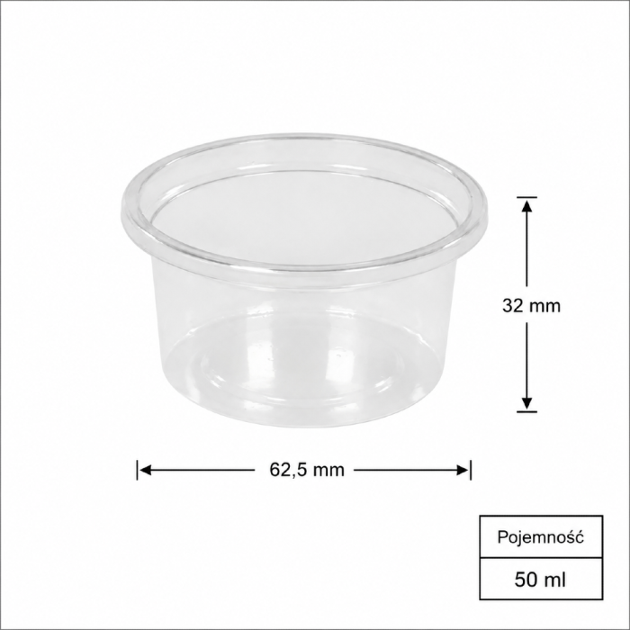 Pojemnik na sos 50 ml, fi 62,5 mm rPET - 100 szt.