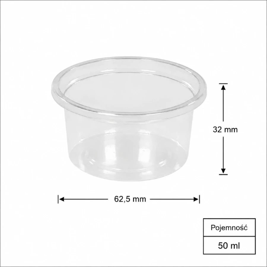 Pojemnik na sos 50 ml, fi 62,5 mm rPET - 100 szt.