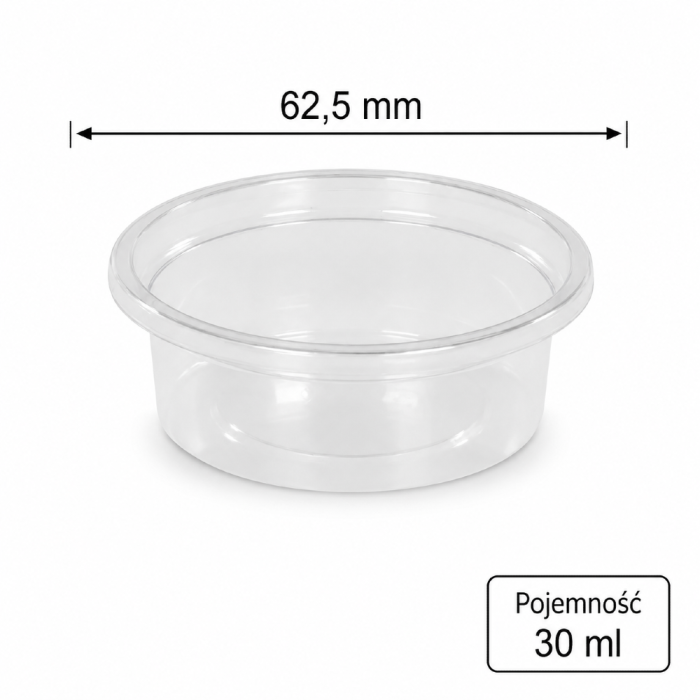 Pojemnik na sos 30 ml, fi 62,5 mm rPET - 100 szt.