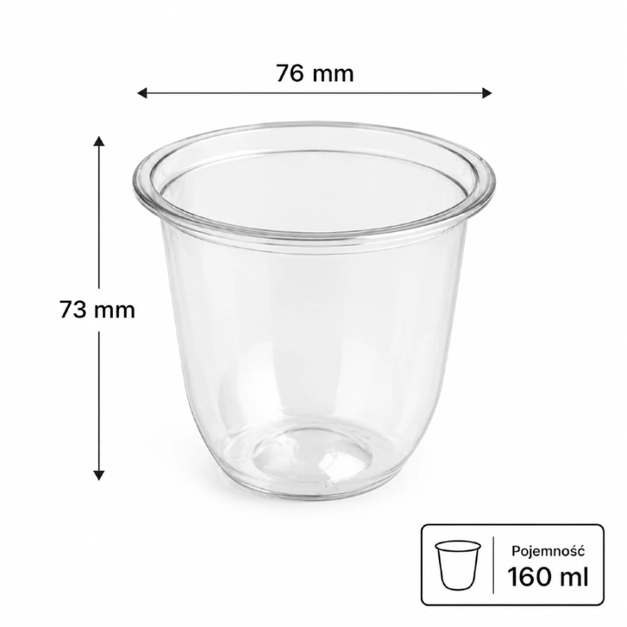 Pojemnik fi 76 mm 160 ml, rPET - 50 szt.