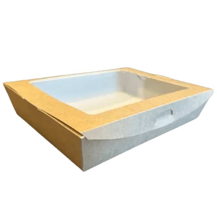 Sushi Box z okienkiem biało-brązowy KRAFT, 21 x 16 x 4,5 cm - 40 szt.