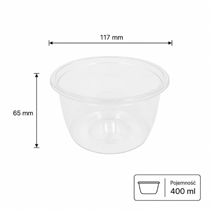 Pojemnik sałatkowy PET/TR, 400 ml, fi 117mm - 50 sztuk