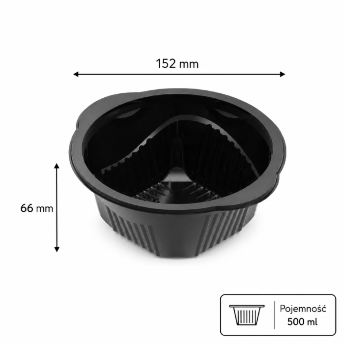 Pojemnik czarny na zupę z PP, 500 ml - 50 sztuk