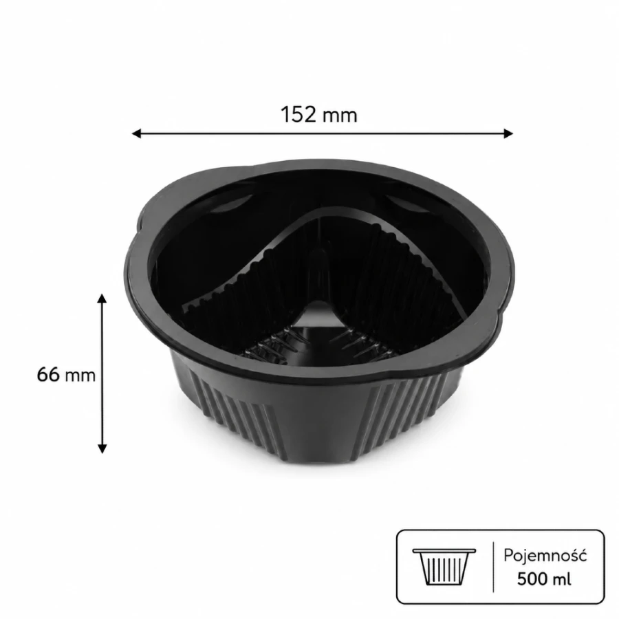 Pojemnik czarny na zupę z PP, 500 ml - 50 sztuk