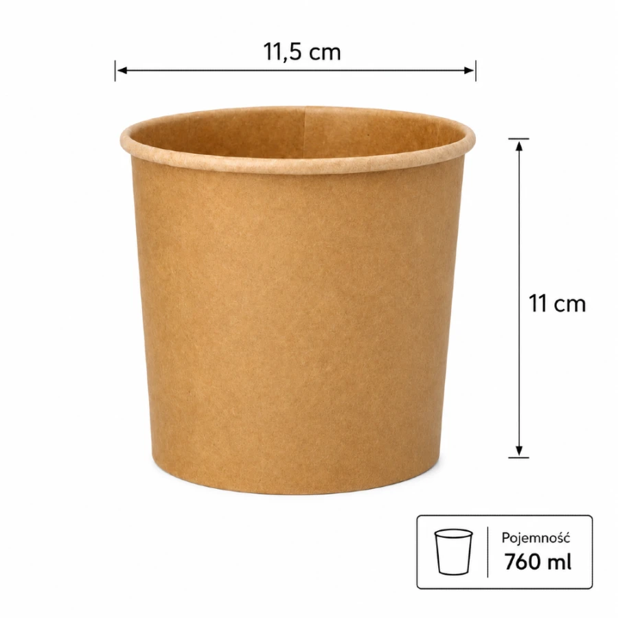 Kubek papierowy na zupę 760 ml fi 115 mm - 25 sztuk