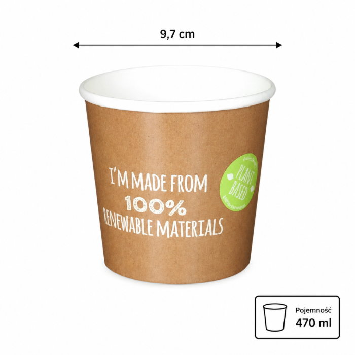 Pojemnik papierowy na zupę kraft 470 ml fi 97 mm - 25 sztuk