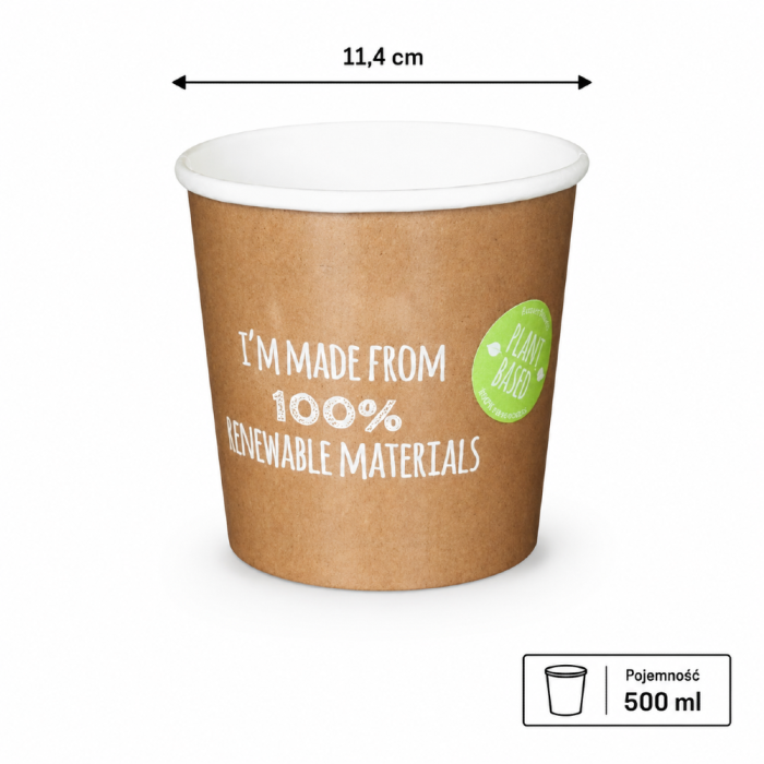 Pojemnik papierowy na zupę kraft 500 ml fi 114 mm - 25 sztuk