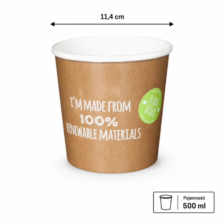 Pojemnik papierowy na zupę kraft 500 ml fi 114 mm - 25 sztuk
