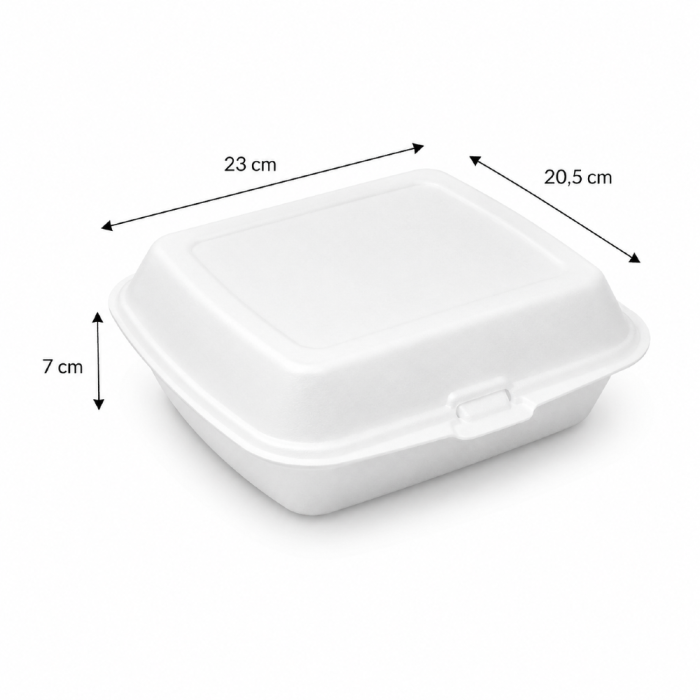 Opakowanie z trzciny cukrowej z pokrywką trzykomorowe 23 cm x 20,5 cm x 7 cm - 50 sztuk