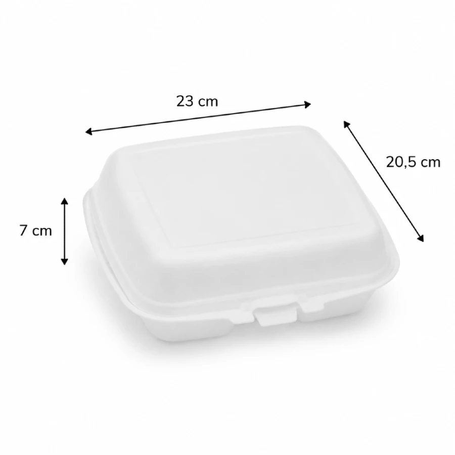 Opakowanie z trzciny cukrowej z pokrywką dwukomorowe 23 cm x 20,5 cm x 7 cm - 50 sztuk