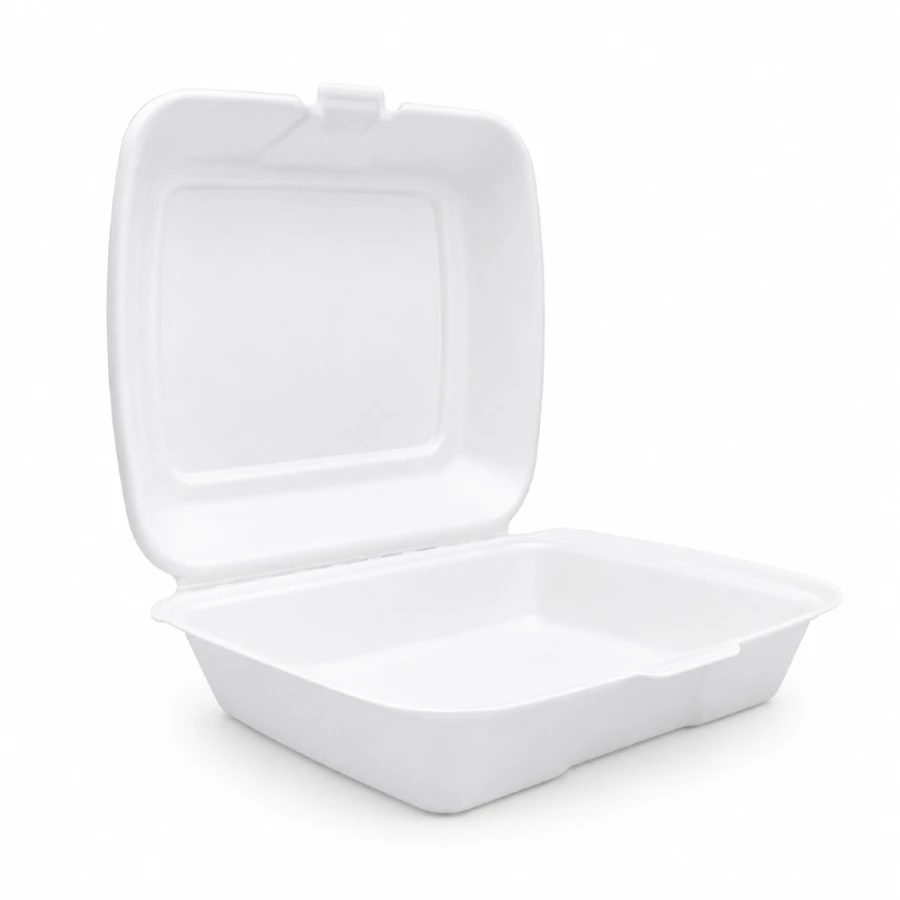 Opakowanie z trzciny cukrowej z pokrywką 1-komorowe 23 cm x 20,5 cm x 7 cm- 50 sztuk