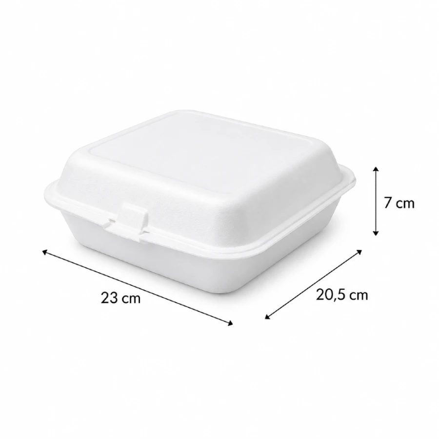 Opakowanie z trzciny cukrowej z pokrywką 1-komorowe 23 cm x 20,5 cm x 7 cm- 50 sztuk