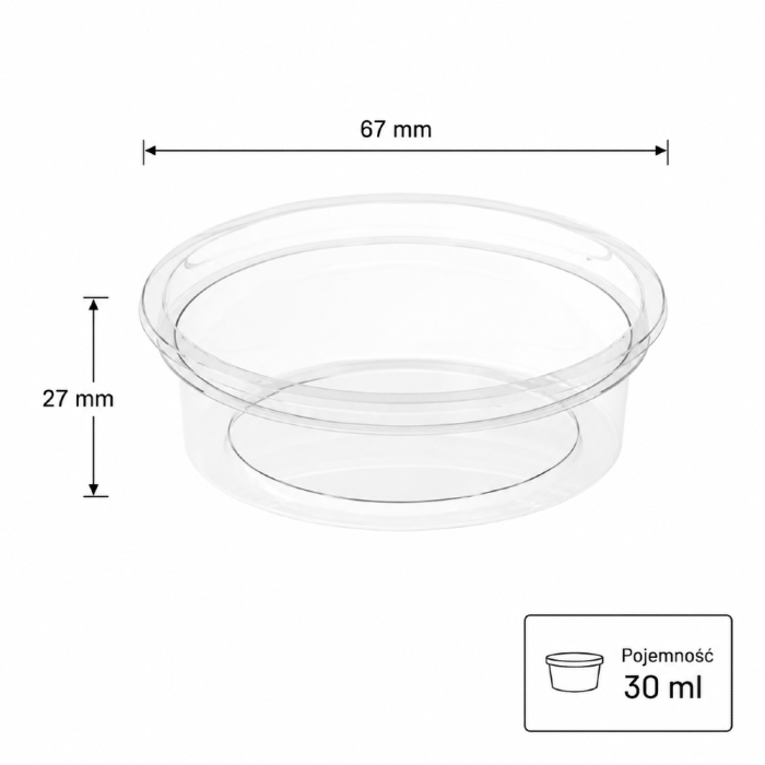 Pojemnik na sosy i dipy okrągły 30 ml fi 67 mm - 100 sztuk
