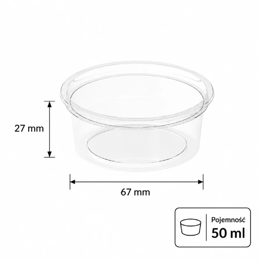 Pojemnik na sosy i dipy okrągły 50 ml fi 67 mm - 100 sztuk