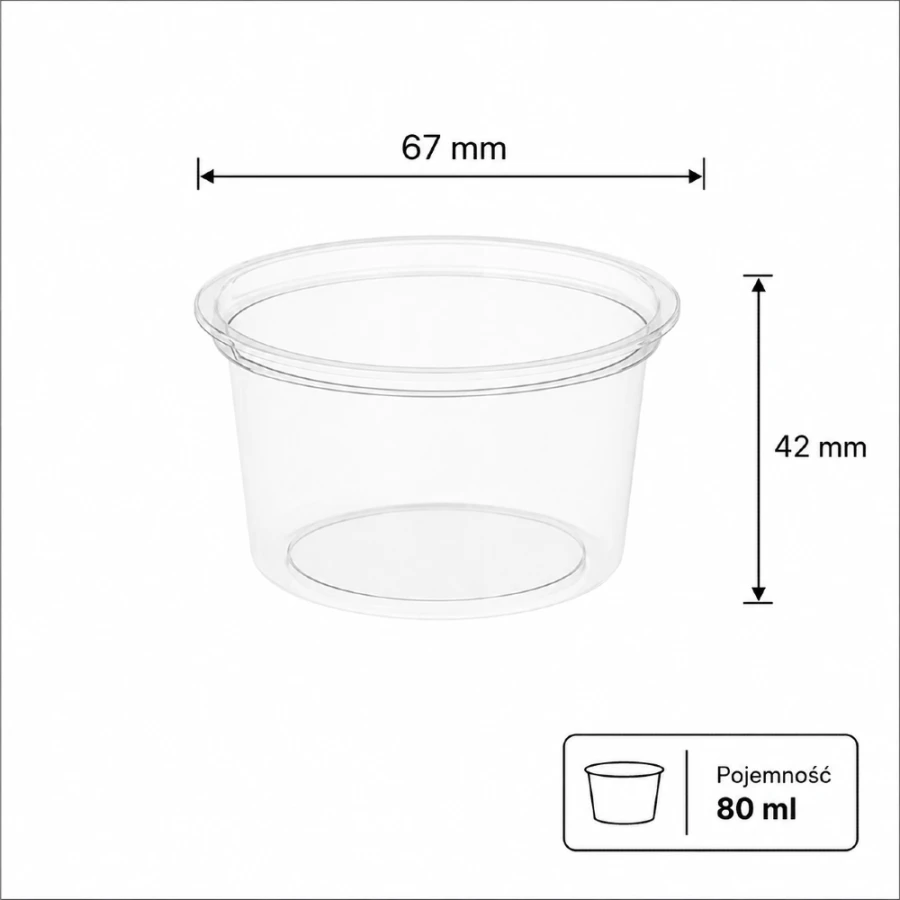 Pojemnik na sosy i dipy okrągły fi 67 mm 80 ml - 100 sztuk