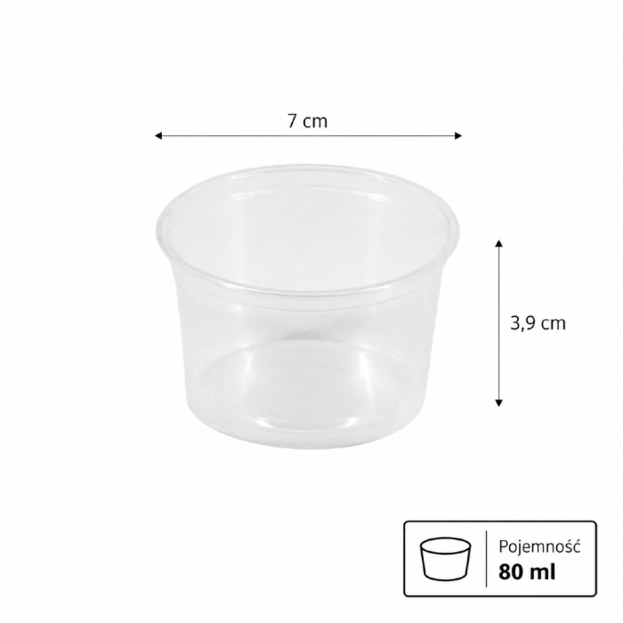 Pojemnik na sosy i dipy okrągły fi 70 mm 80 ml - 100 sztuk