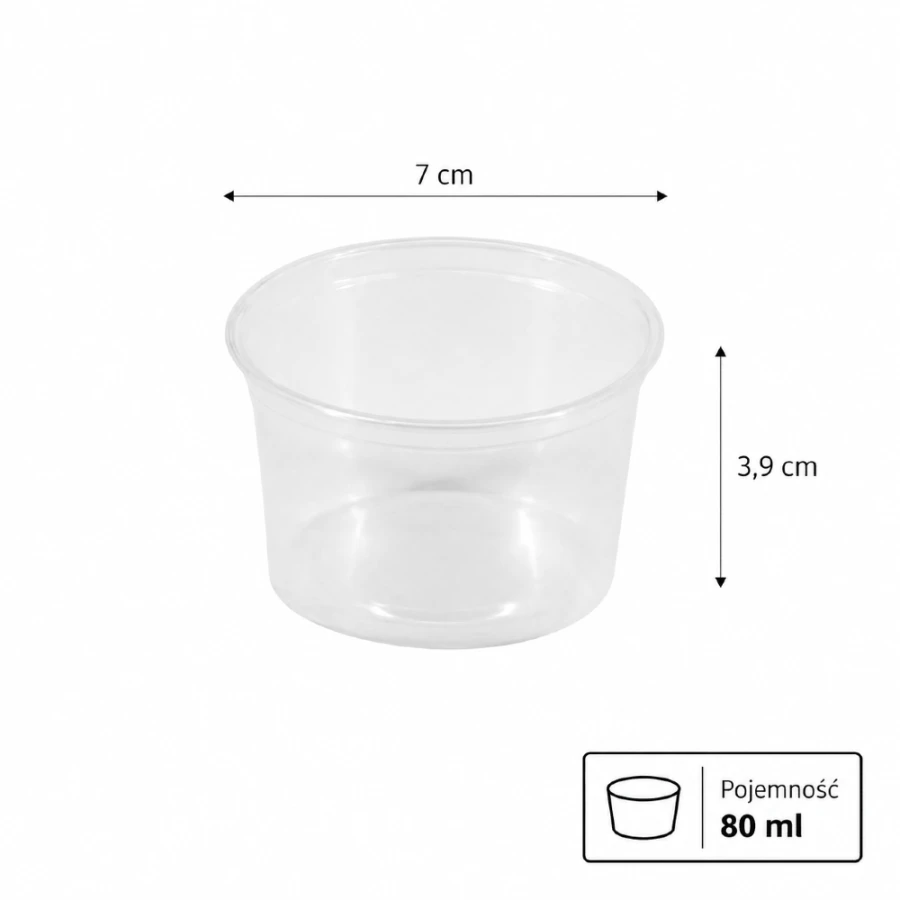 Pojemnik na sosy i dipy okrągły fi 70 mm 80 ml - 100 sztuk