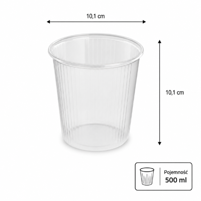 Pojemnik okrągły PP 500 ml fi 101 mm - 100 sztuk