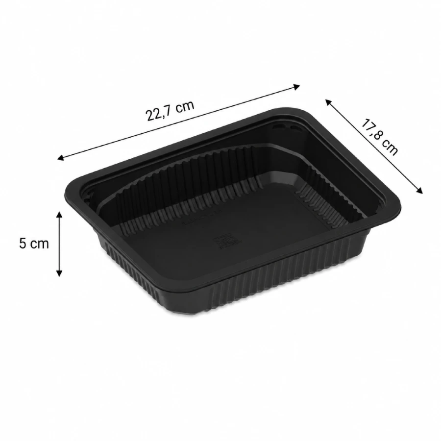 Pojemnik do zgrzewu czarny - 22,7 cm x 17,8 cm x 5 cm - 40 sztuk