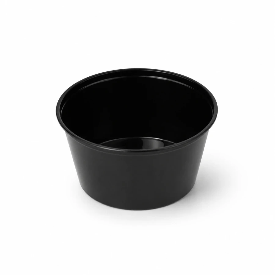 Pojemnik czarny z PP, na zupę, 350 ml , fi 125 mm - 50 sztuk