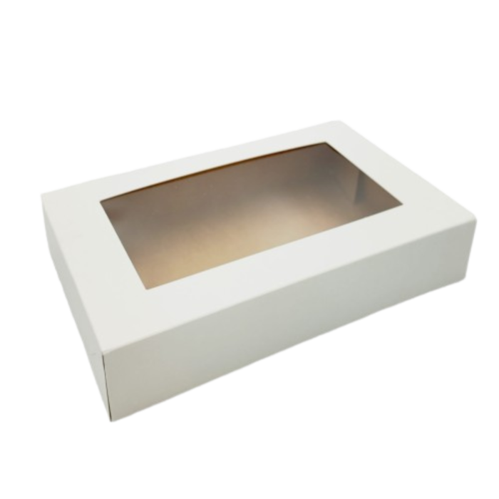 Pudełko papierowe z oknem białe - 23 cm x 15 cm x 5 cm - 50 sztuk
