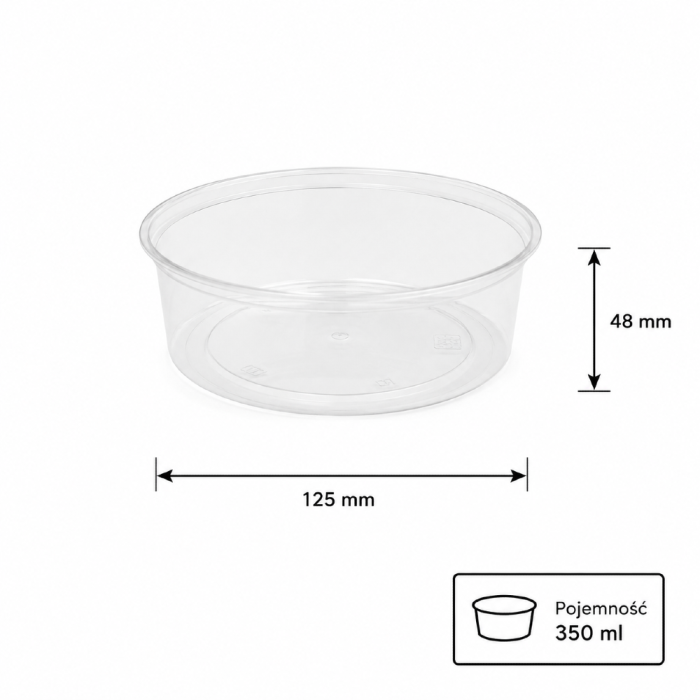 Pojemnik przezroczysty z PP, na zupę, 350 ml , fi 125 mm - 50 sztuk